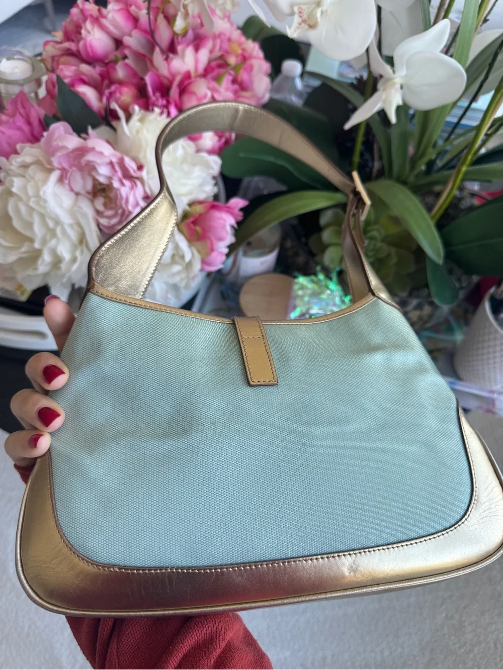 RARE vintage gucci small jackie, blue and gold hobo - Picture 3 of 4